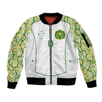 Custom Australia Football Sleeve Zip Bomber Jacket Aboriginal Pattern Sporty Style-White Color - Wonder Print Shop