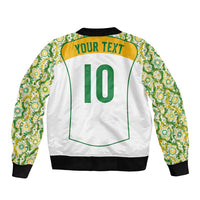 Custom Australia Football Sleeve Zip Bomber Jacket Aboriginal Pattern Sporty Style-White Color - Wonder Print Shop