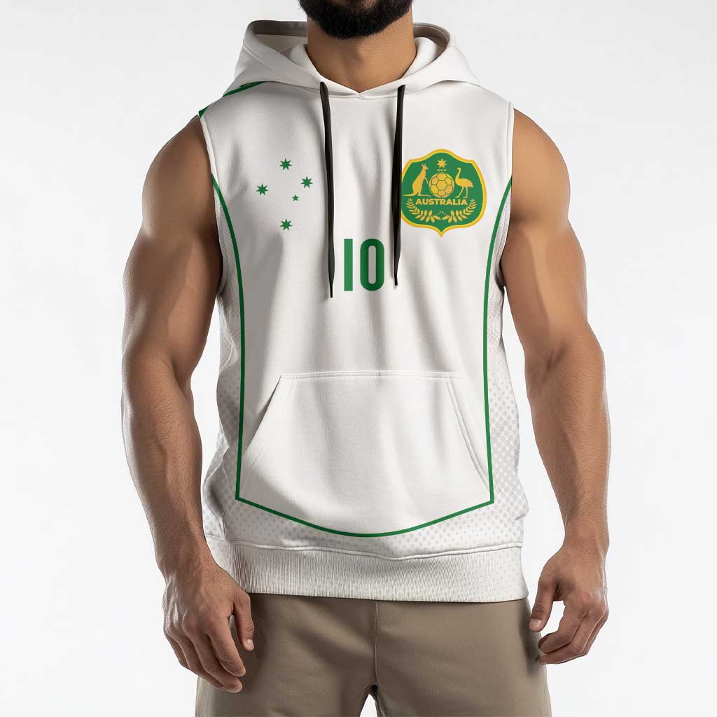 Custom Australia Football Sleeveless Hoodie Aboriginal Pattern Sporty Style-White Color - Wonder Print Shop