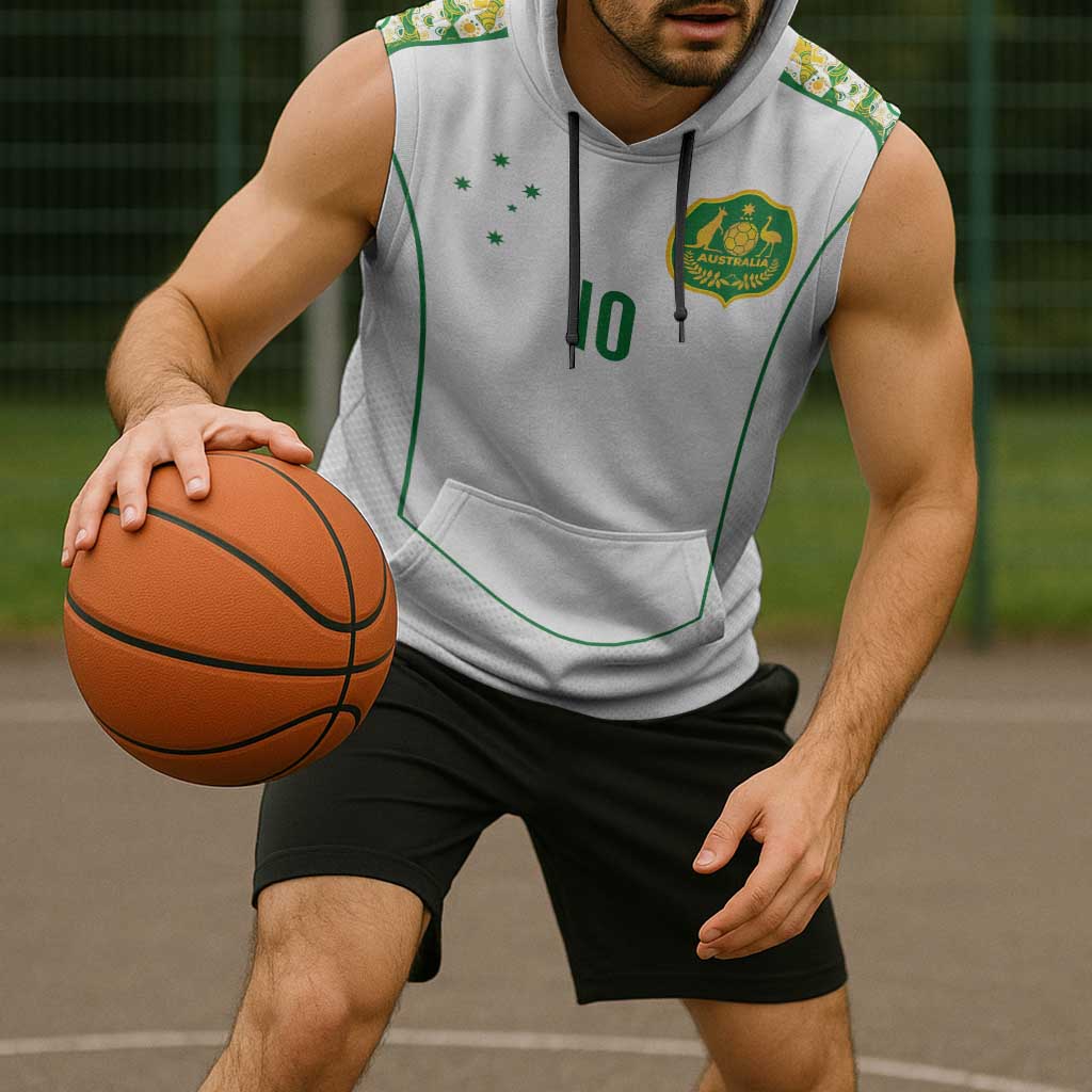 Custom Australia Football Sleeveless Hoodie Aboriginal Pattern Sporty Style-White Color - Wonder Print Shop