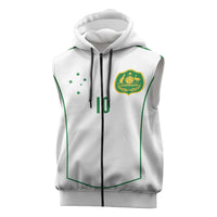 Custom Australia Football Sleeveless Zip Hoodie Aboriginal Pattern Sporty Style-White Color - Wonder Print Shop