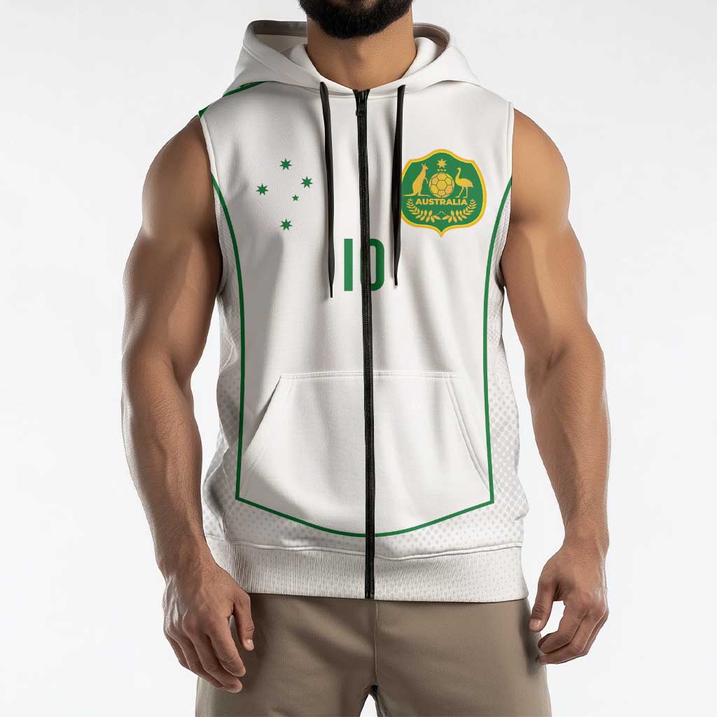 Custom Australia Football Sleeveless Zip Hoodie Aboriginal Pattern Sporty Style-White Color - Wonder Print Shop