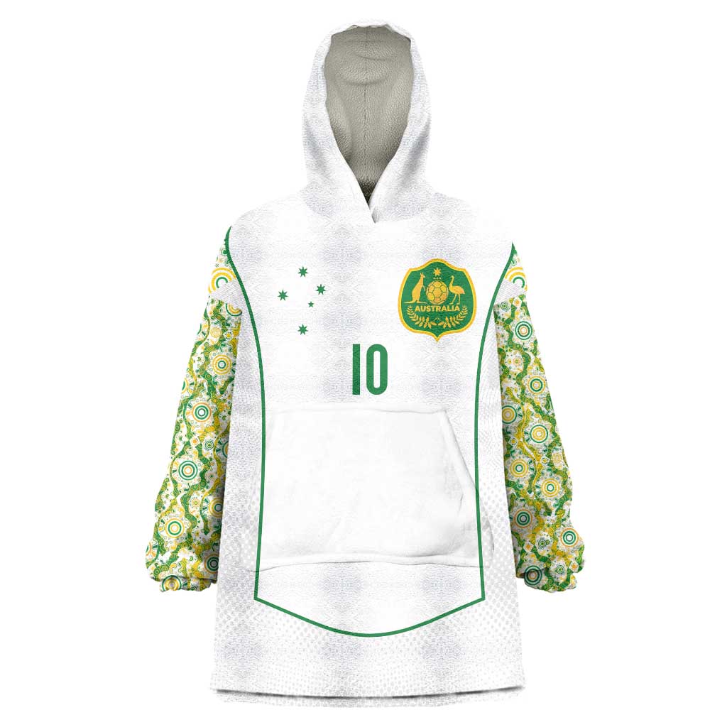 Custom Australia Football Wearable Blanket Hoodie Aboriginal Pattern Sporty Style-White Color - Wonder Print Shop