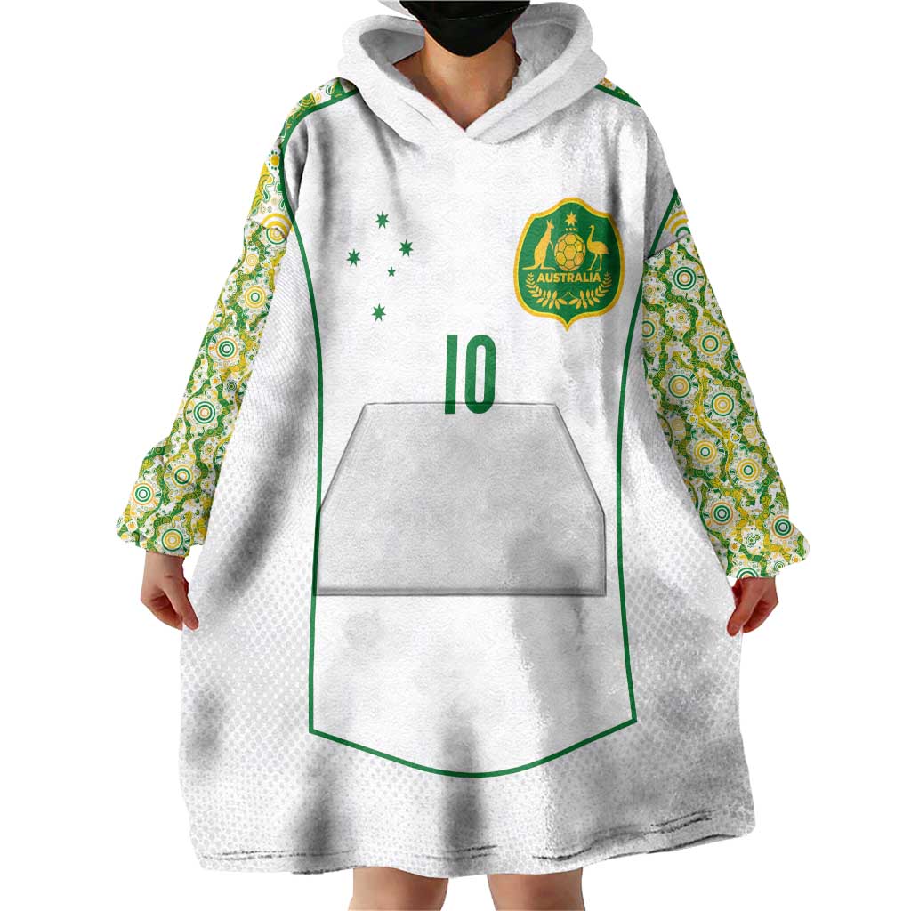 Custom Australia Football Wearable Blanket Hoodie Aboriginal Pattern Sporty Style-White Color - Wonder Print Shop