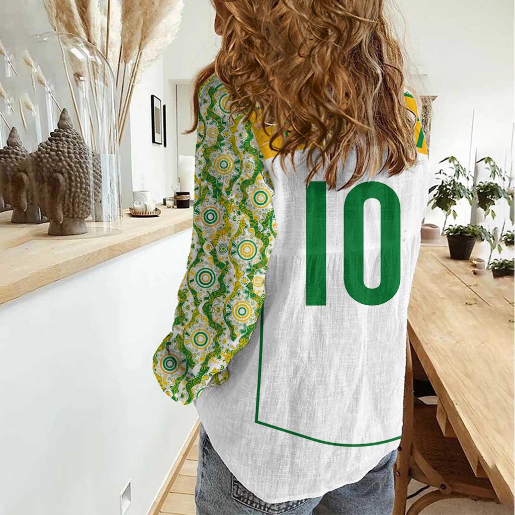 Custom Australia Football Women Casual Shirt Aboriginal Pattern Sporty Style-White Color - Wonder Print Shop