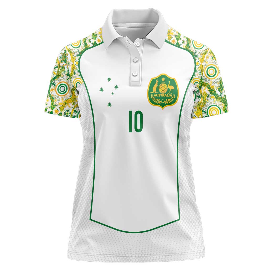 Custom Australia Football Women Polo Shirt Aboriginal Pattern Sporty Style-White Color - Wonder Print Shop