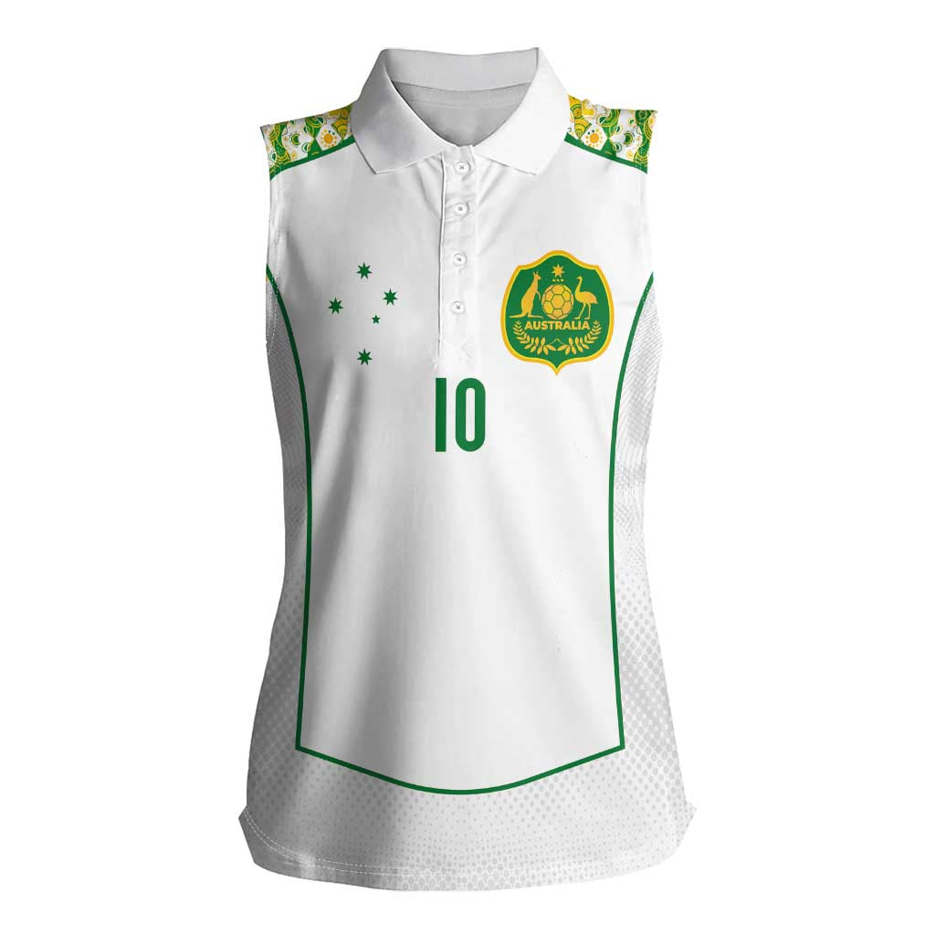 Custom Australia Football Women Sleeveless Polo Shirt Aboriginal Pattern Sporty Style-White Color - Wonder Print Shop