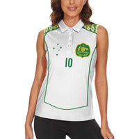 Custom Australia Football Women Sleeveless Polo Shirt Aboriginal Pattern Sporty Style-White Color - Wonder Print Shop