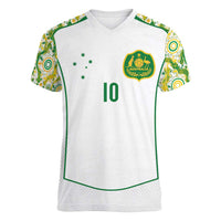Custom Australia Football Women V-Neck T-Shirt Aboriginal Pattern Sporty Style-White Color - Wonder Print Shop