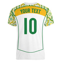 Custom Australia Football Women V-Neck T-Shirt Aboriginal Pattern Sporty Style-White Color - Wonder Print Shop