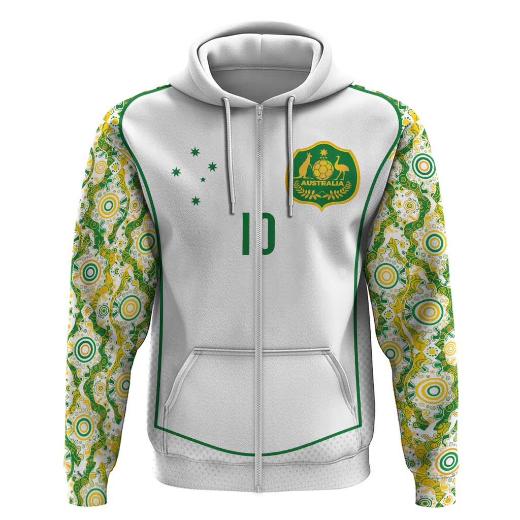 Custom Australia Football Zip Hoodie Aboriginal Pattern Sporty Style-White Color - Wonder Print Shop