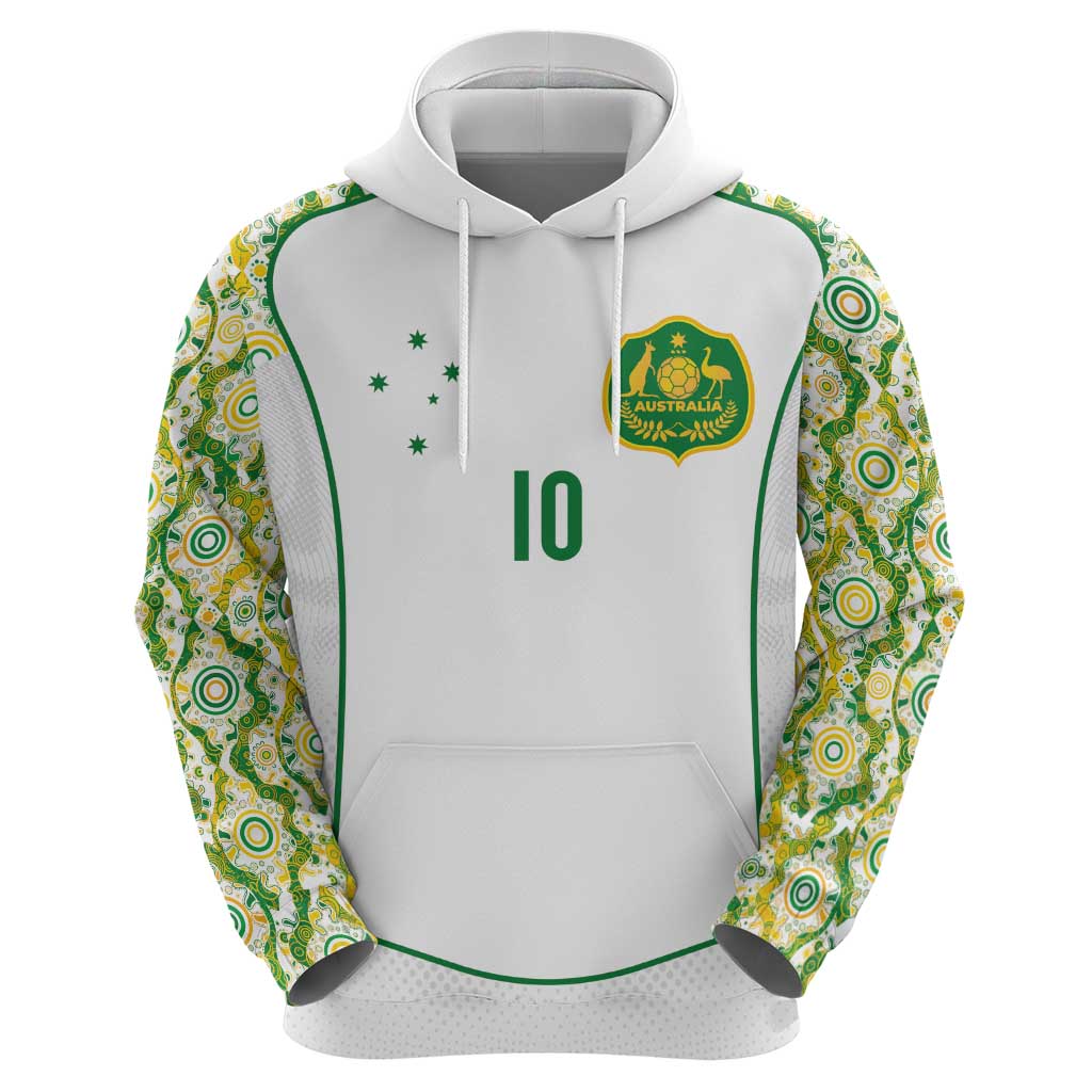 Custom Australia Football Zip Hoodie Aboriginal Pattern Sporty Style-White Color - Wonder Print Shop