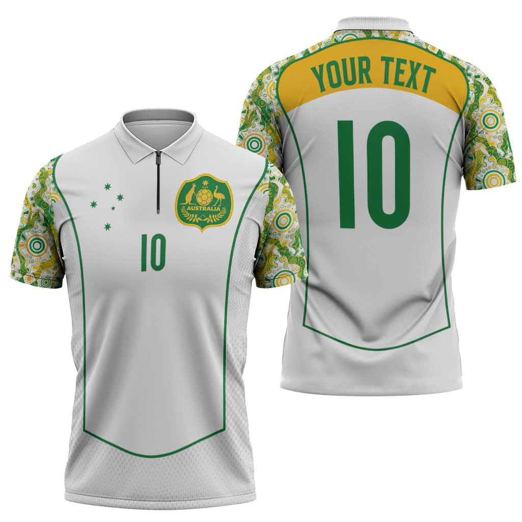 Custom Australia Football Zipper Polo Shirt Aboriginal Pattern Sporty Style-White Color - Wonder Print Shop