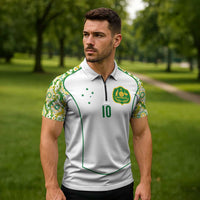 Custom Australia Football Zipper Polo Shirt Aboriginal Pattern Sporty Style-White Color - Wonder Print Shop
