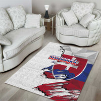Slovakia Area Rug Flag Grunge Half Style with Slovak Pattern
