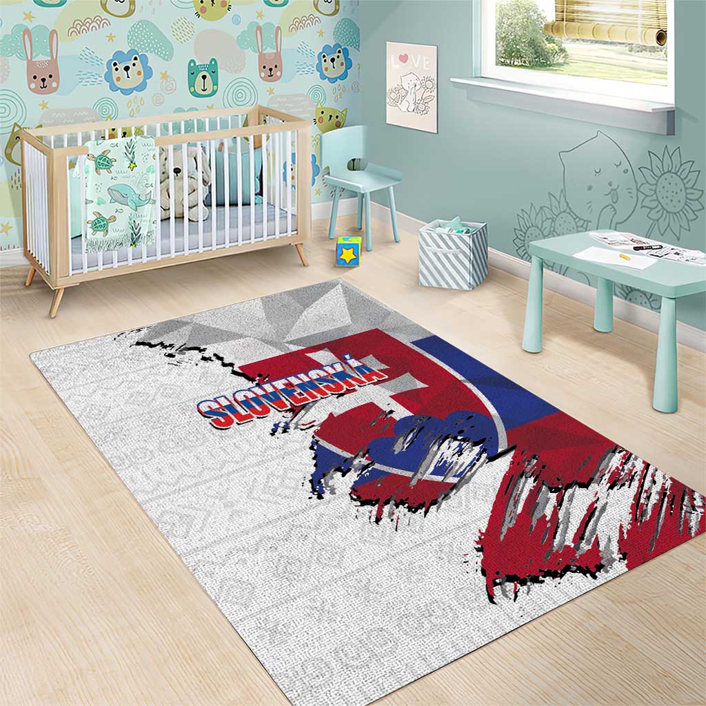 Slovakia Area Rug Flag Grunge Half Style with Slovak Pattern