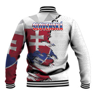 Slovakia Baseball Jacket Flag Grunge Half Style with Slovak Pattern