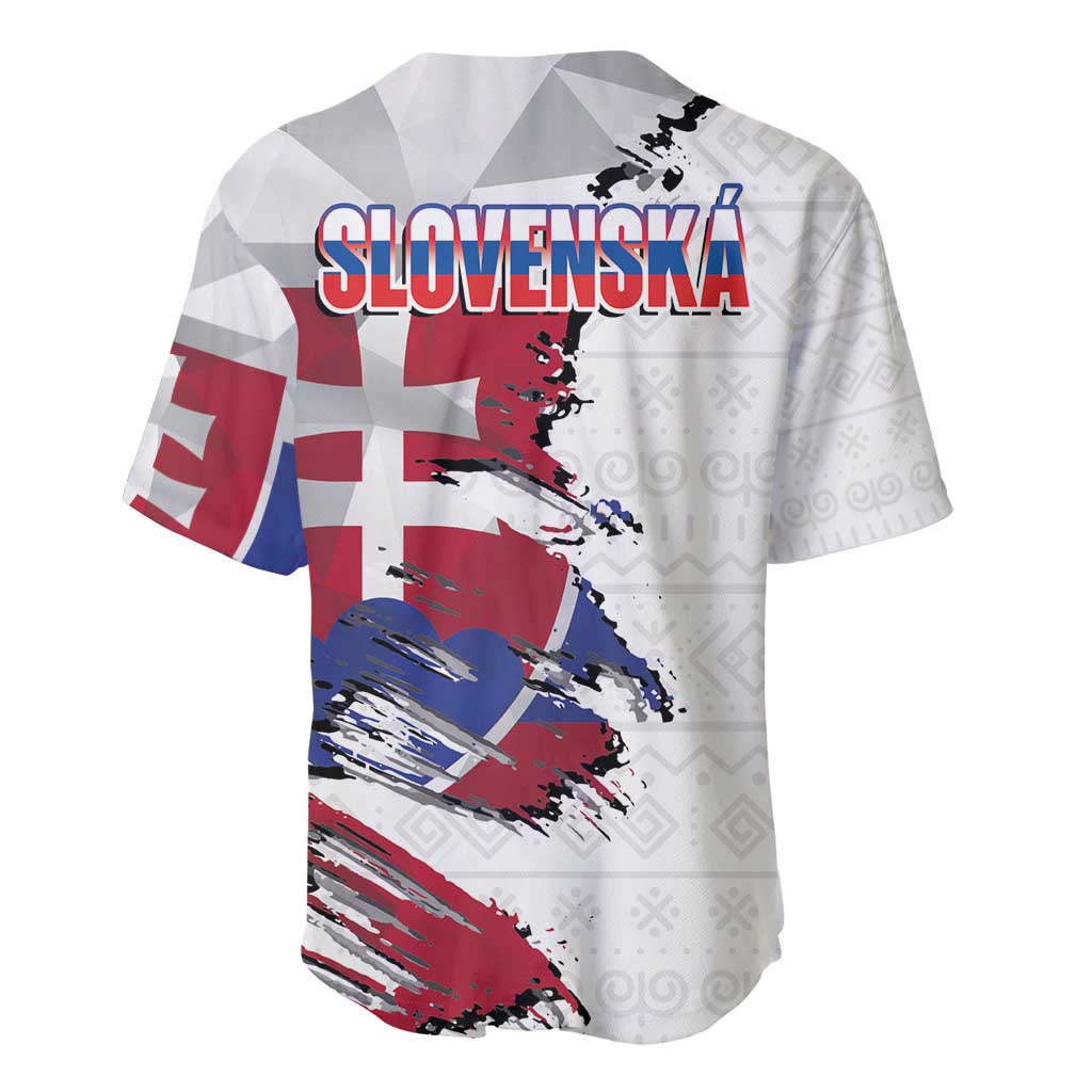 Slovakia Baseball Jersey Flag Grunge Half Style with Slovak Pattern