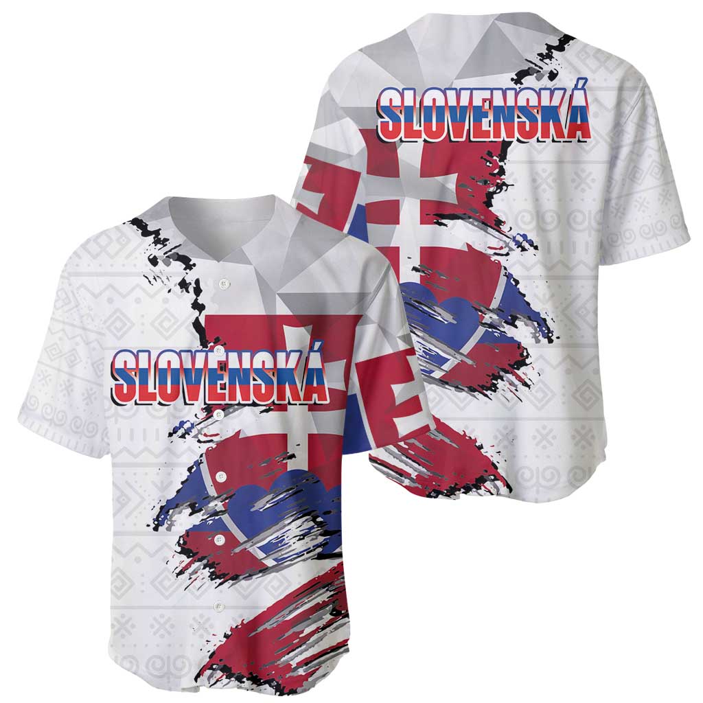 Slovakia Baseball Jersey Flag Grunge Half Style with Slovak Pattern