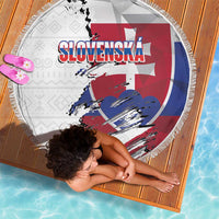 Slovakia Beach Blanket Flag Grunge Half Style with Slovak Pattern