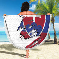 Slovakia Beach Blanket Flag Grunge Half Style with Slovak Pattern
