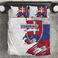 Slovakia Bedding Set Flag Grunge Half Style with Slovak Pattern