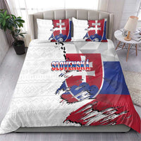 Slovakia Bedding Set Flag Grunge Half Style with Slovak Pattern