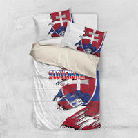 Slovakia Bedding Set Flag Grunge Half Style with Slovak Pattern