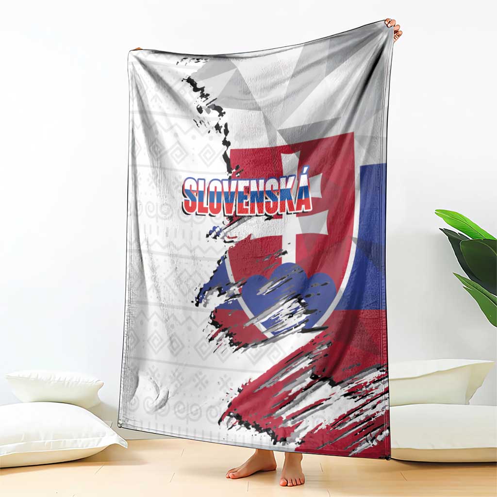 Slovakia Blanket Flag Grunge Half Style with Slovak Pattern