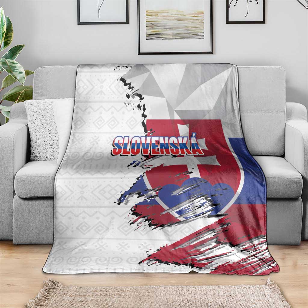 Slovakia Blanket Flag Grunge Half Style with Slovak Pattern