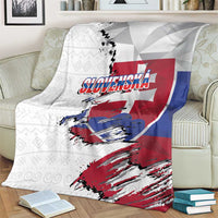 Slovakia Blanket Flag Grunge Half Style with Slovak Pattern