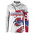 Slovakia Button Sweatshirt Flag Grunge Half Style with Slovak Pattern