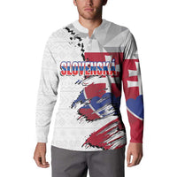 Slovakia Button Sweatshirt Flag Grunge Half Style with Slovak Pattern