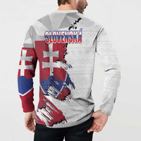 Slovakia Button Sweatshirt Flag Grunge Half Style with Slovak Pattern