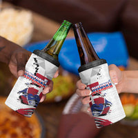 Slovakia 4 in 1 Can Cooler Tumbler Flag Grunge Half Style with Slovak Pattern