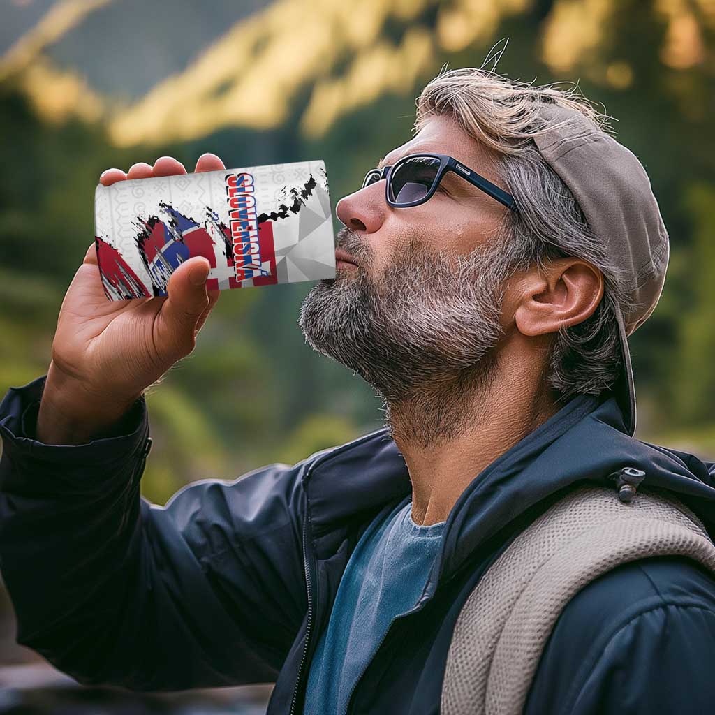 Slovakia 4 in 1 Can Cooler Tumbler Flag Grunge Half Style with Slovak Pattern