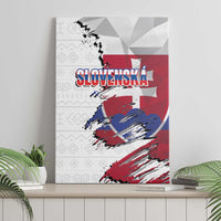Slovakia Canvas Wall Art Flag Grunge Half Style with Slovak Pattern
