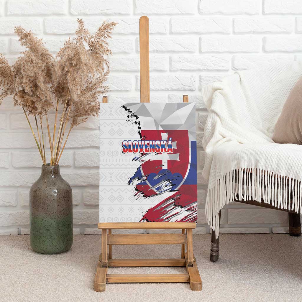Slovakia Canvas Wall Art Flag Grunge Half Style with Slovak Pattern