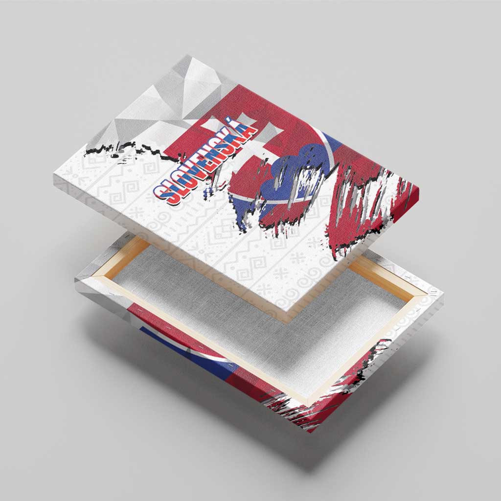 Slovakia Canvas Wall Art Flag Grunge Half Style with Slovak Pattern