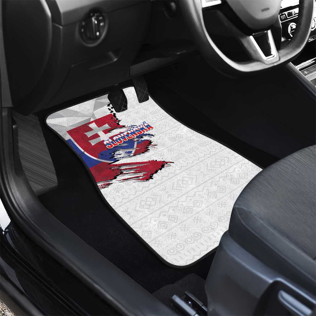 Slovakia Car Mats Flag Grunge Half Style with Slovak Pattern