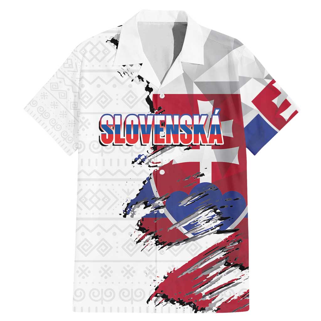 Slovakia Family Matching Mermaid Dress and Hawaiian Shirt Flag Grunge Half Style with Slovak Pattern