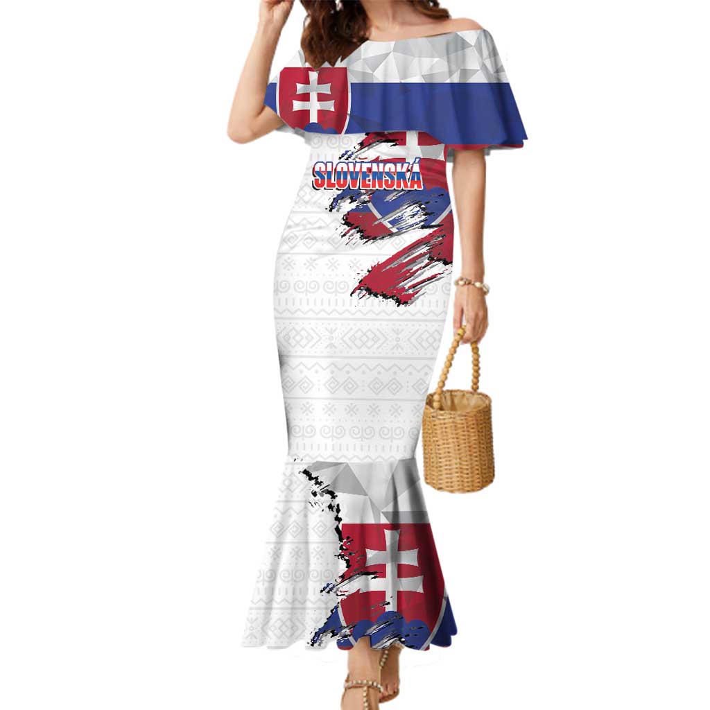 Slovakia Family Matching Mermaid Dress and Hawaiian Shirt Flag Grunge Half Style with Slovak Pattern