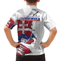 Slovakia Family Matching Off The Shoulder Long Sleeve Dress and Hawaiian Shirt Flag Grunge Half Style with Slovak Pattern