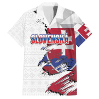 Slovakia Family Matching Off The Shoulder Long Sleeve Dress and Hawaiian Shirt Flag Grunge Half Style with Slovak Pattern