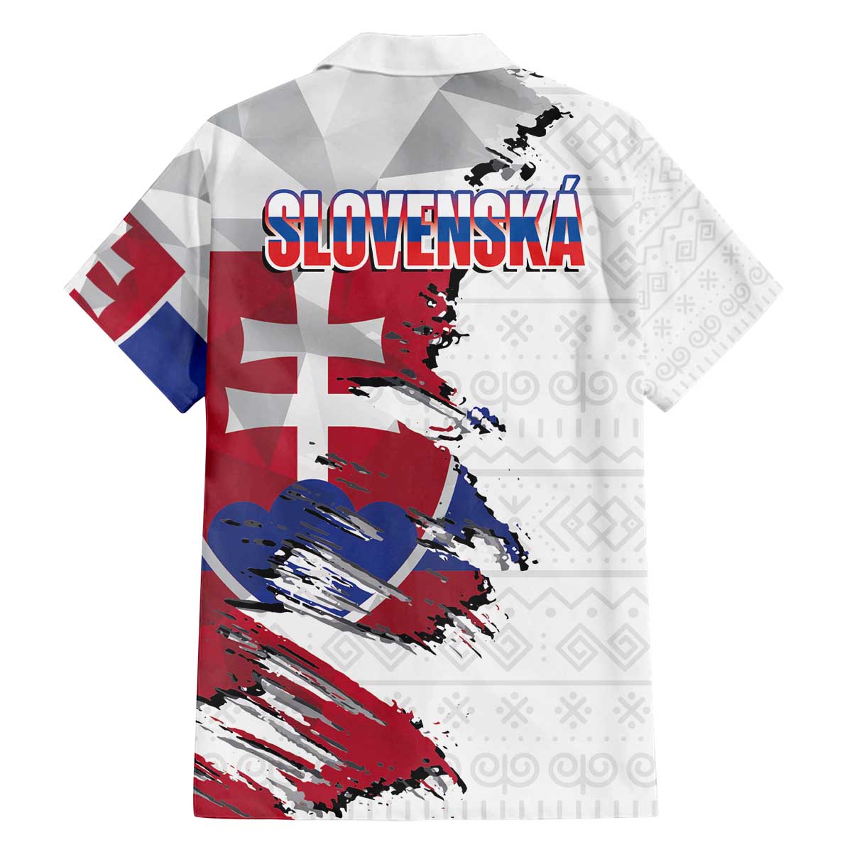 Slovakia Family Matching Off The Shoulder Long Sleeve Dress and Hawaiian Shirt Flag Grunge Half Style with Slovak Pattern
