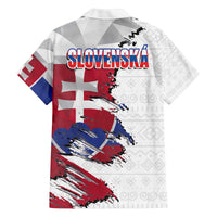 Slovakia Family Matching Off The Shoulder Long Sleeve Dress and Hawaiian Shirt Flag Grunge Half Style with Slovak Pattern