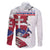 Slovakia Family Matching Off The Shoulder Long Sleeve Dress and Hawaiian Shirt Flag Grunge Half Style with Slovak Pattern