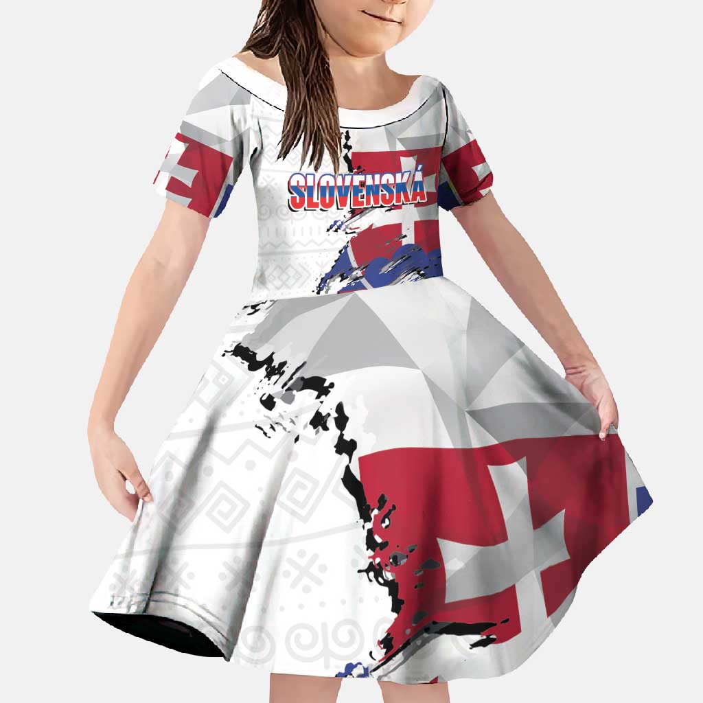 Slovakia Family Matching Off Shoulder Maxi Dress and Hawaiian Shirt Flag Grunge Half Style with Slovak Pattern