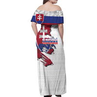 Slovakia Family Matching Off Shoulder Maxi Dress and Hawaiian Shirt Flag Grunge Half Style with Slovak Pattern