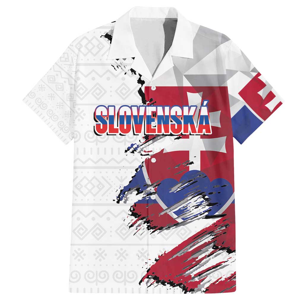 Slovakia Family Matching Off Shoulder Short Dress and Hawaiian Shirt Flag Grunge Half Style with Slovak Pattern